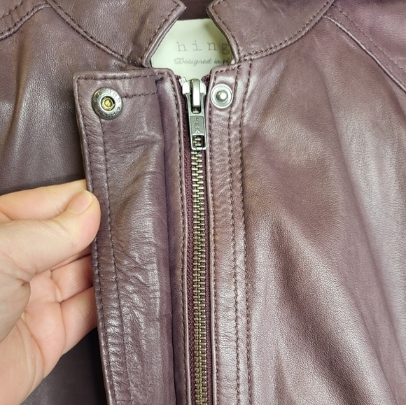 HINGE Leather Hooded Jacket. Ladies Size XS - Picture 10 of 16
